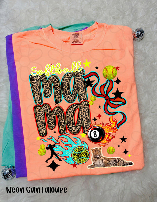 Leopard Softball Mama Completed Tee