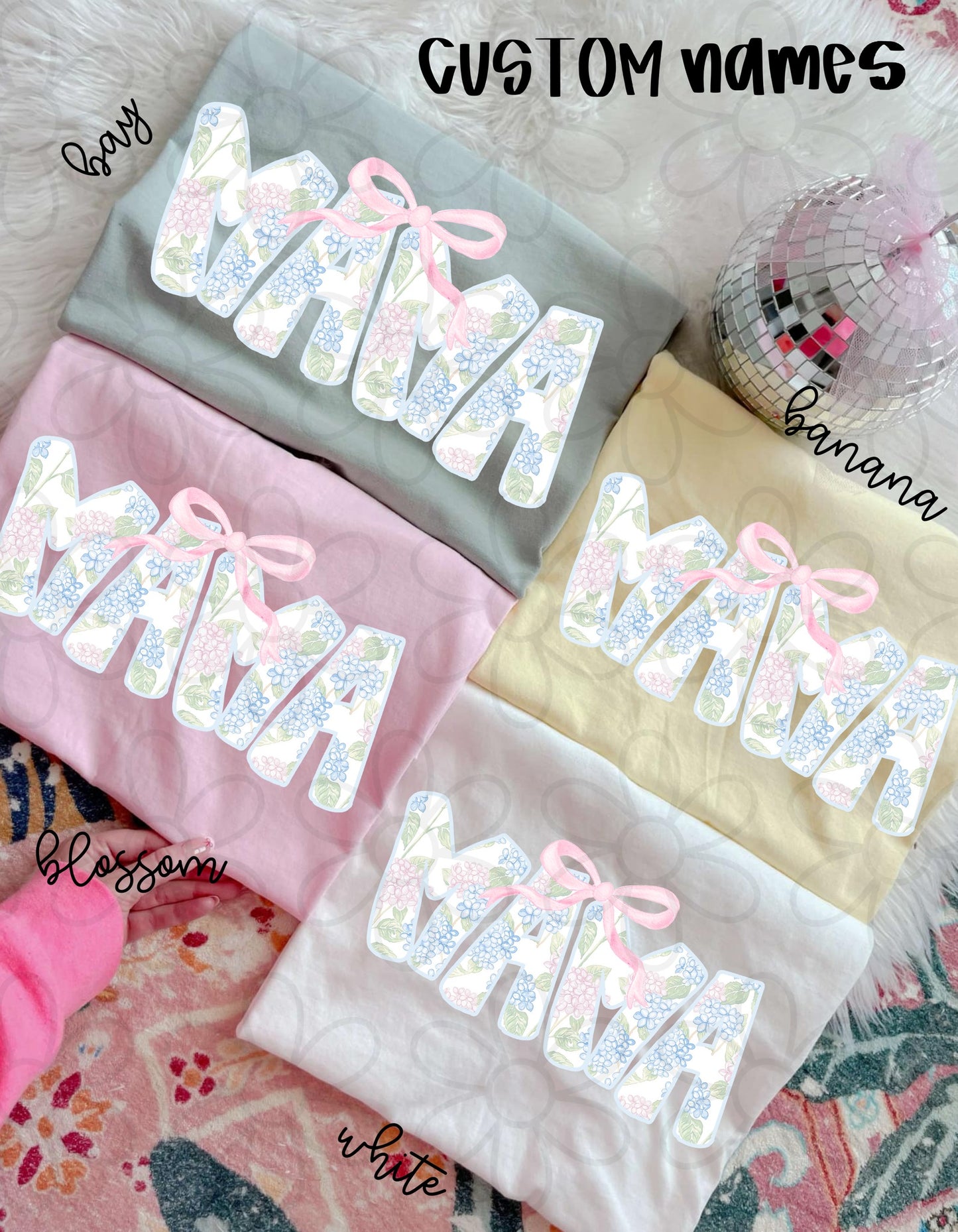 Hydrangeas Coquette Custom Names Completed Tee