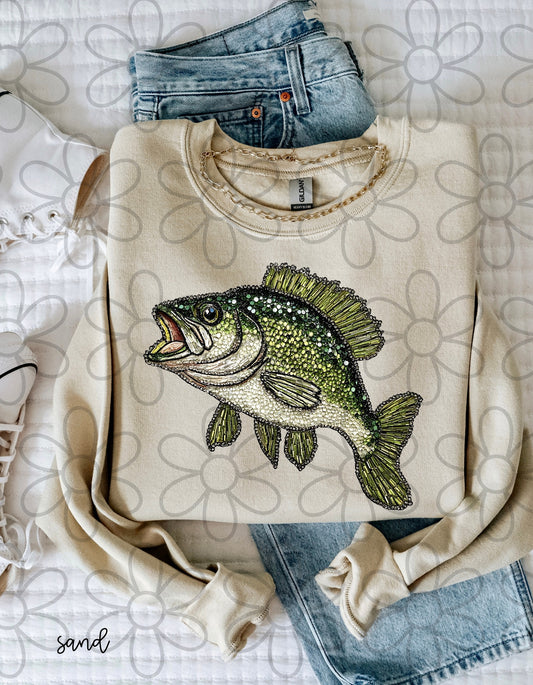 Faux Rhinestone Fish DTF Transfer
