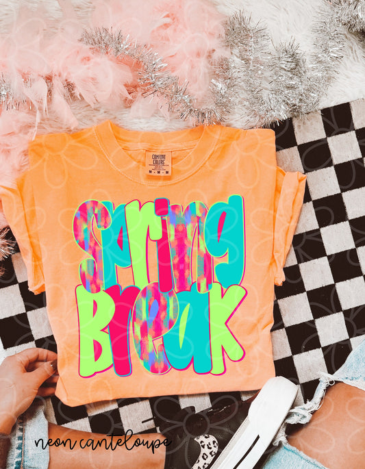 Neon Brushstroke Spring Break Kids Completed Tee