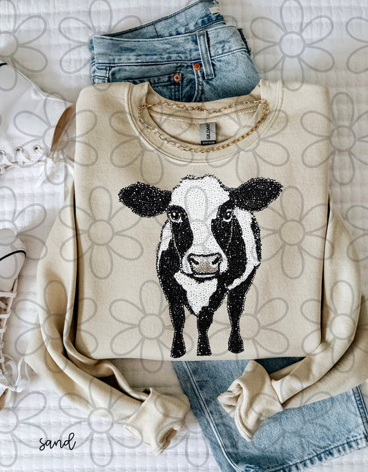 Faux Rhinestone Cow DTF Transfer
