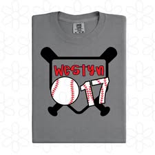 Custom Name & Number Baseball Plate Kids Completed Tee
