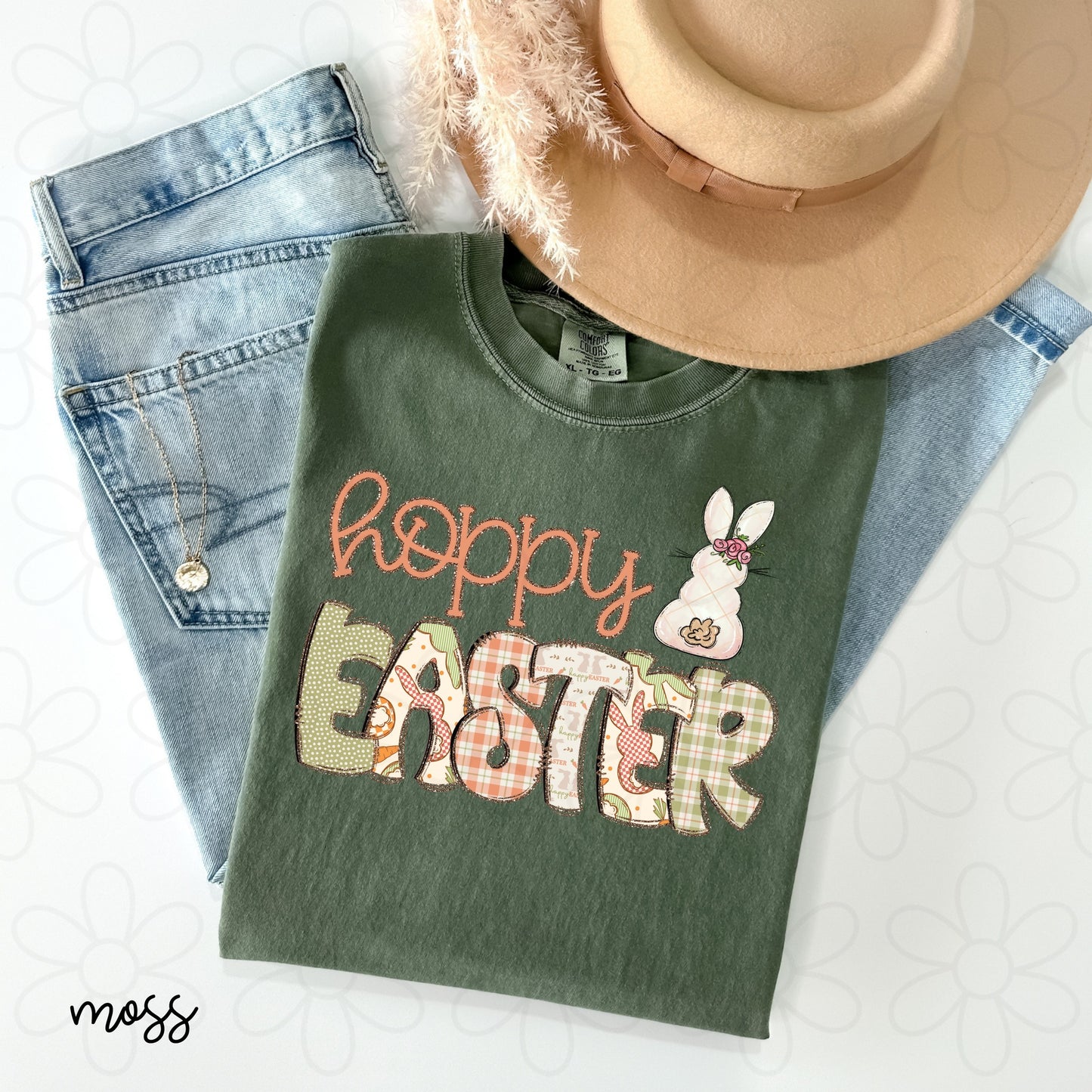 Boho Hoppy Easter Completed Tee