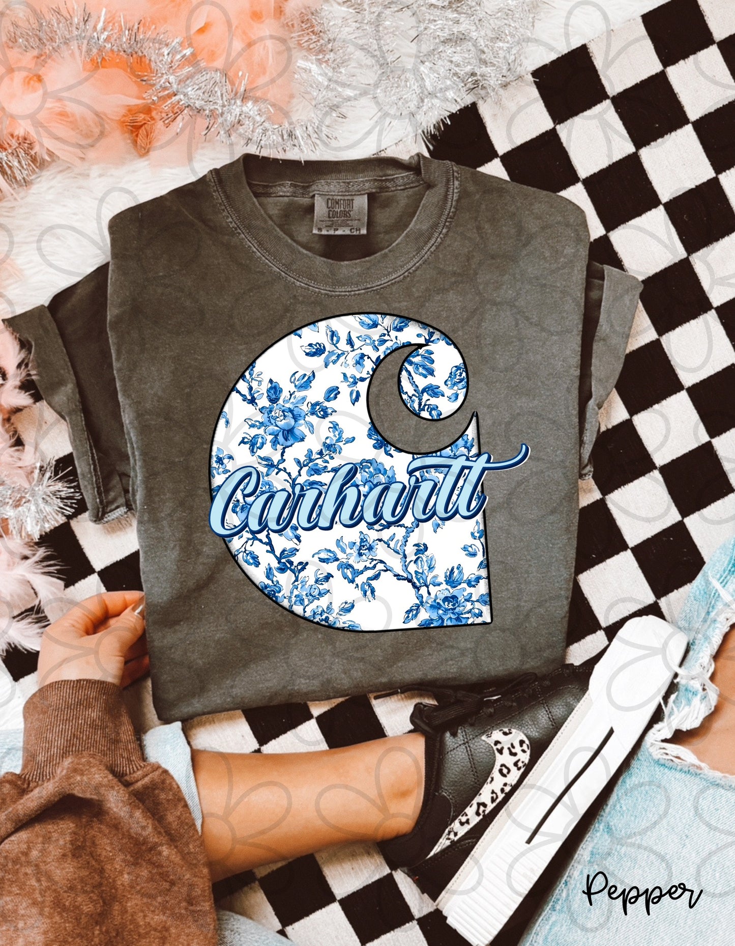 Blue Floral Carhartt Completed Tee