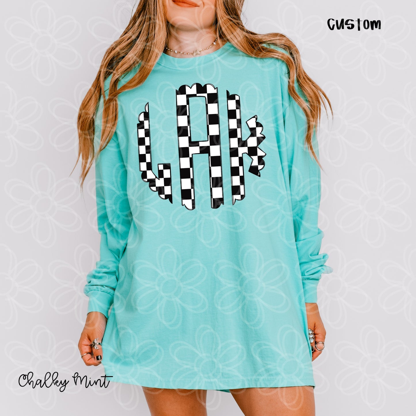 Checkered Print Monogram DTF Transfer