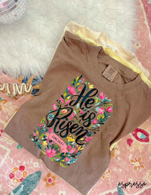 Floral He Is Risen DTF Transfer