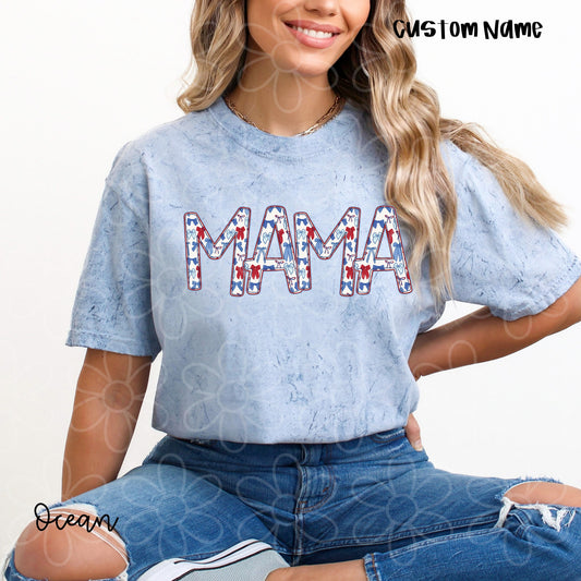 Red White Blue Coquette Bow Custom Names Kids Completed Tee