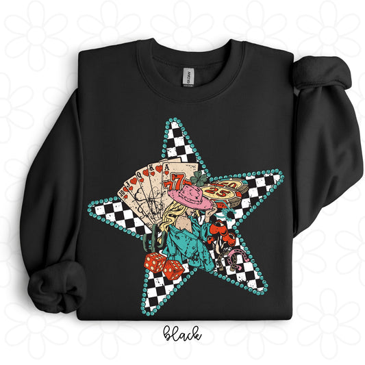 Western Feelin Lucky Check Star Completed Tee