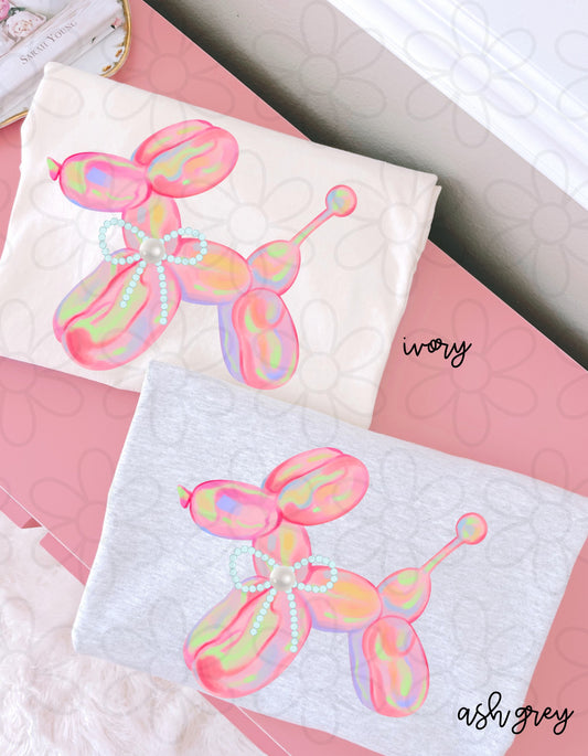 Watercolor Preppy Balloon Dog Kids Completed Tee