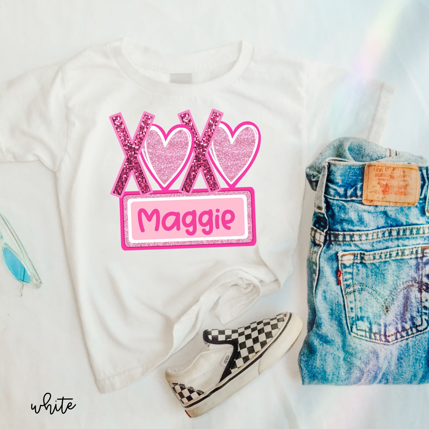 Custom Glitter XOXO Kids Completed Tee