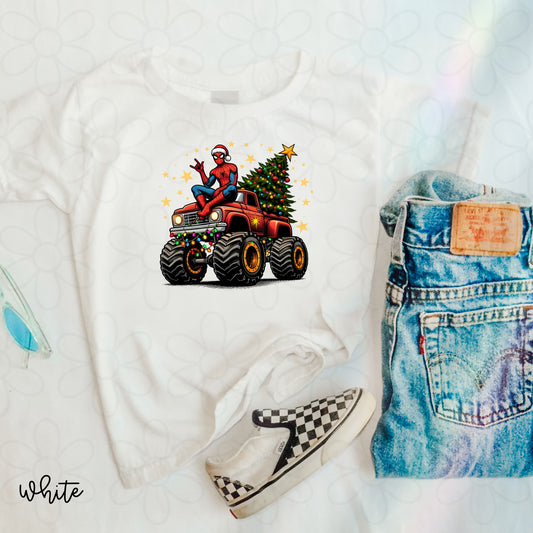 Spider Man Christmas Truck Kids Completed Tee
