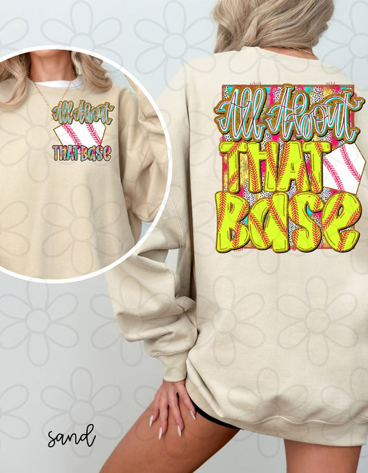 Softball All About That Base Kids Completed Tee
