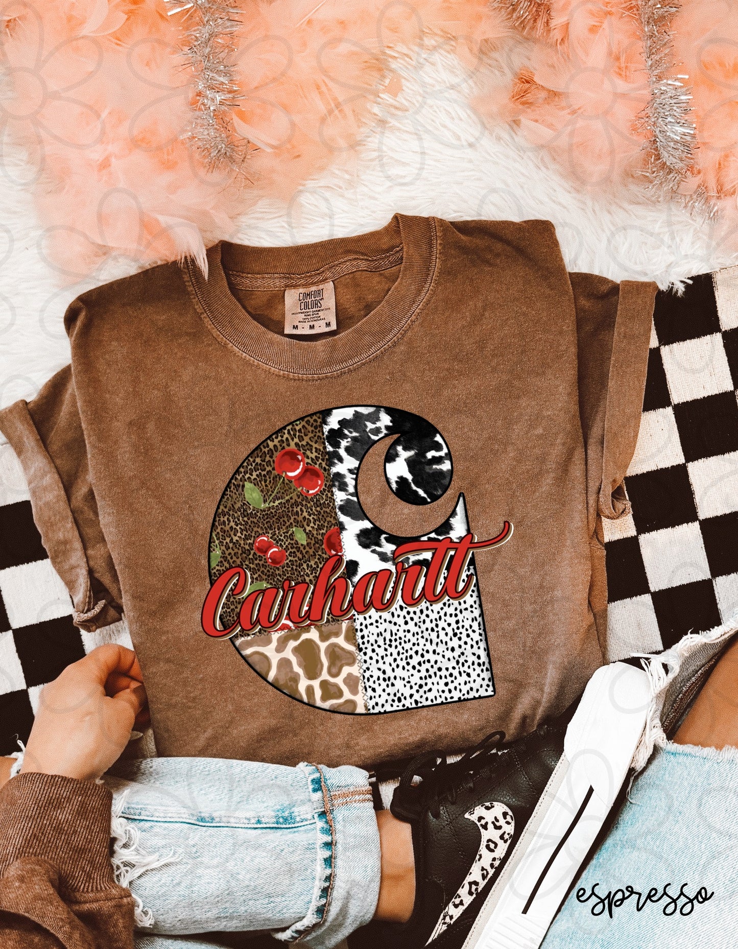 Leopard Cherry Cow Carhartt Completed Tee