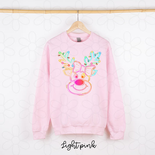 Neon Reindeer Kids Completed Tee