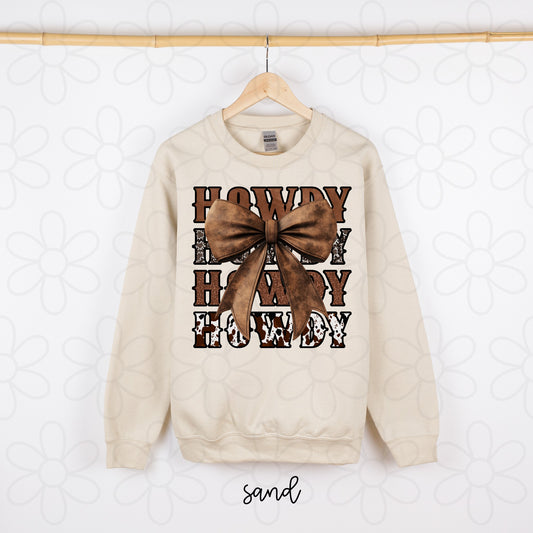 Howdy Brown Bow Kids Completed Tee