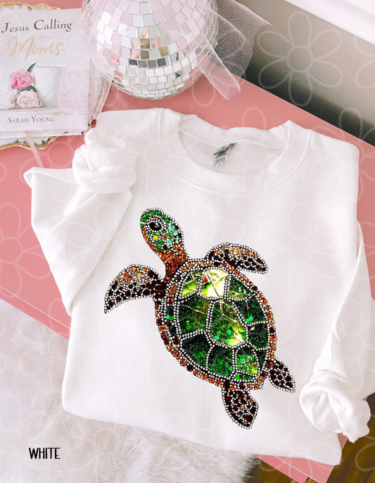 Faux Rhinestone Sea Turtle DTF Transfer
