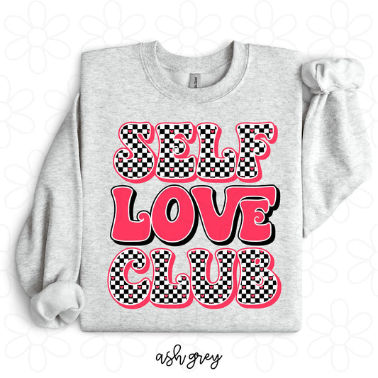 Checkered Self Love Club DTF Transfer