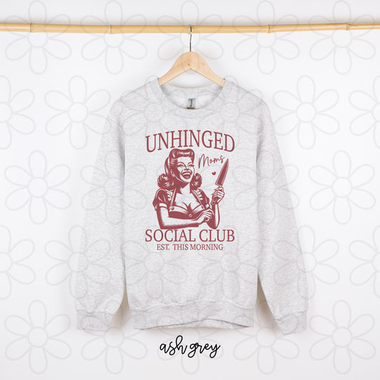 Unhinged Moms Social Club Completed Tee