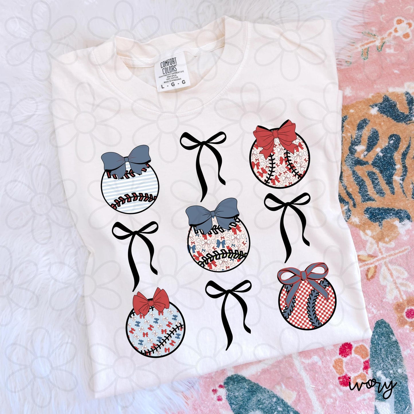 Red & Blue Baseball Coquette Completed Tee
