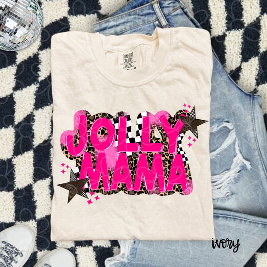 Checkered Leopard Jolly Mama DTF Transfer