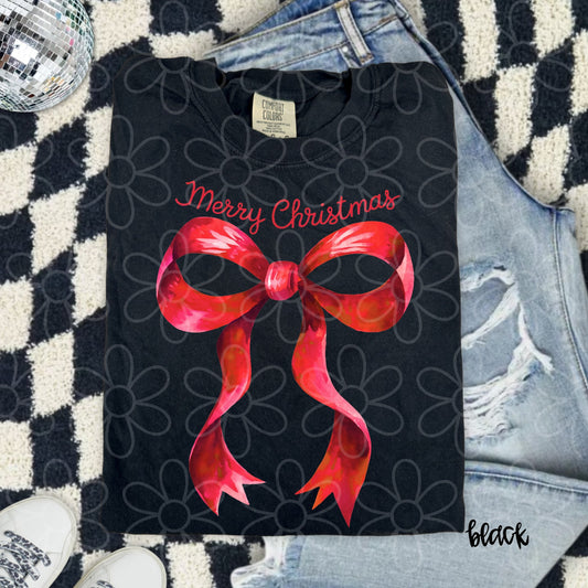 Red Merry Christmas Bow DTF Transfer