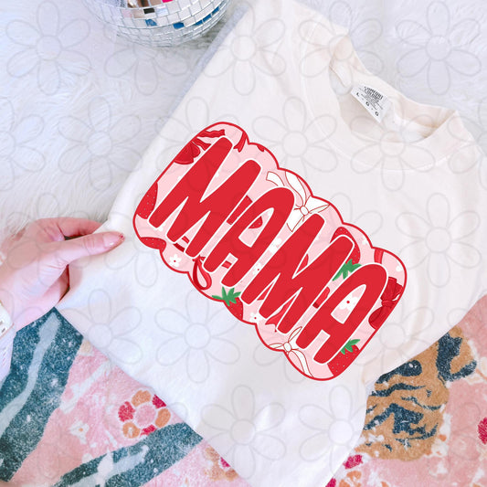 Strawberry Bow Mama DTF Transfer
