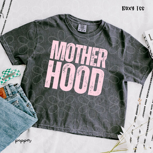 Pink Distressed Motherhood Completed Tee