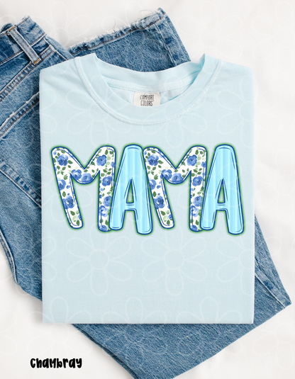Blue Floral Names - Multiple Options (No Customs) DTF Transfer