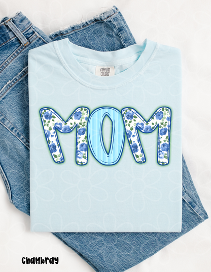 Blue Floral Names - Multiple Options (No Customs) DTF Transfer