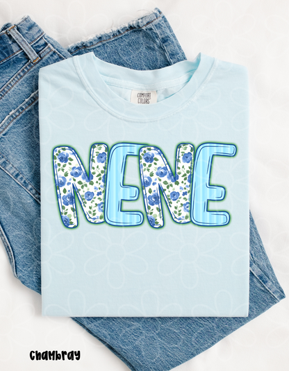 Blue Floral Names - Multiple Options (No Customs) DTF Transfer
