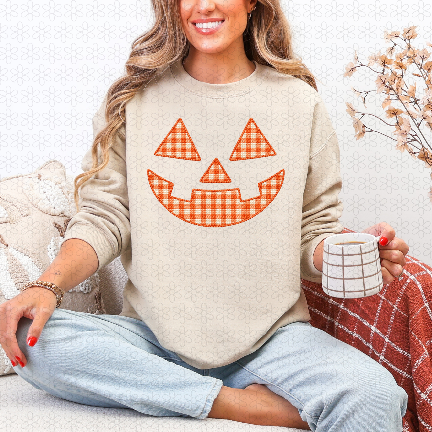 orange faux stitch DTF Transfer