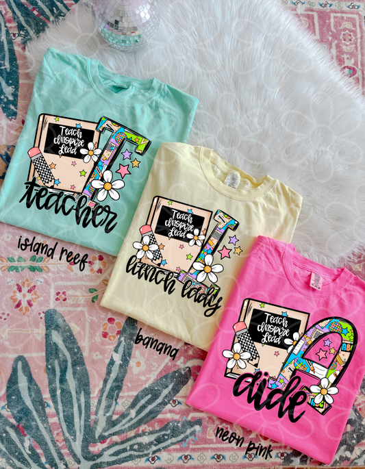 Retro Teacher Letters - Multiple Options (No Customs) Completed Tee