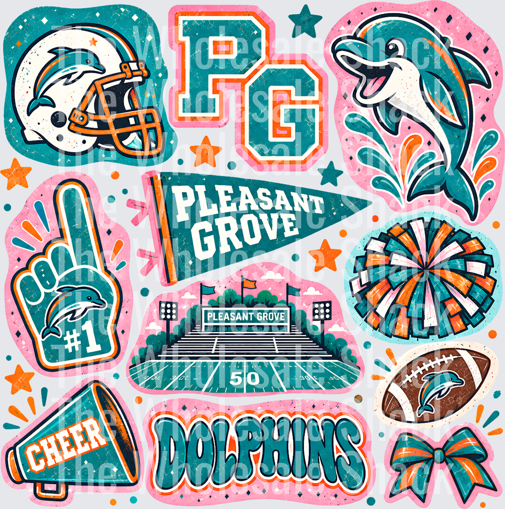 Colorful Pleasant Grove DTF Transfers