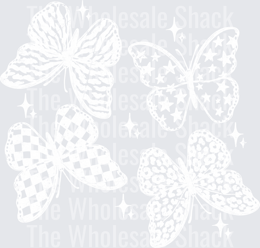 Butterflies white DTF Transfers