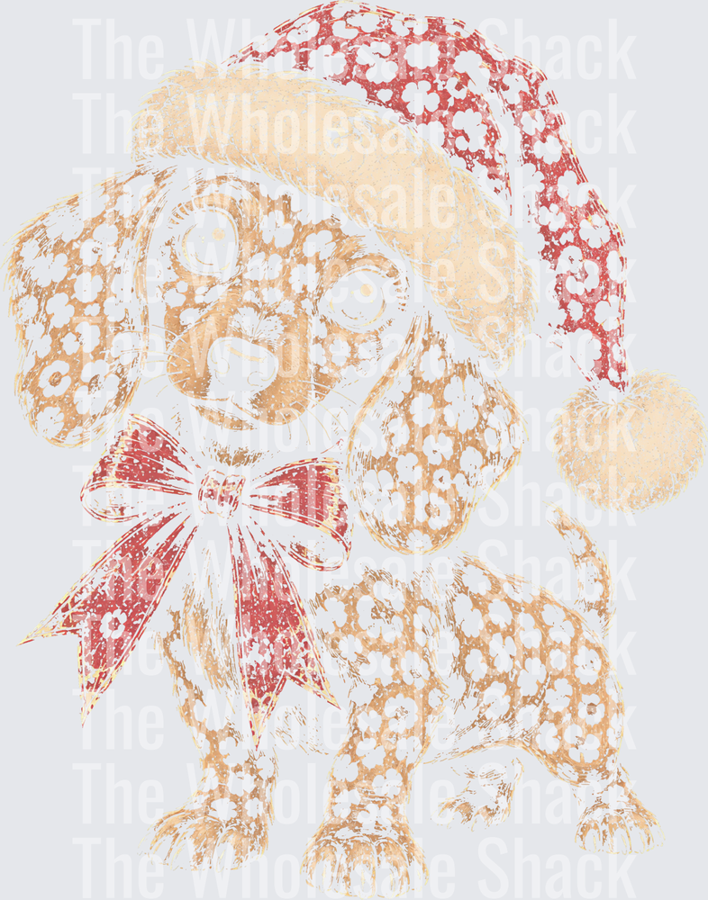 Dachshund Cheetah Christmas DTF Transfers