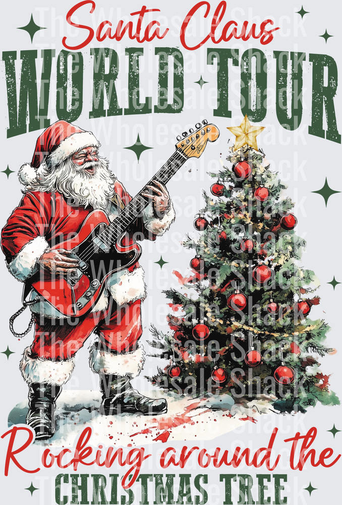 Santa Claus Rocking around the christmas tree