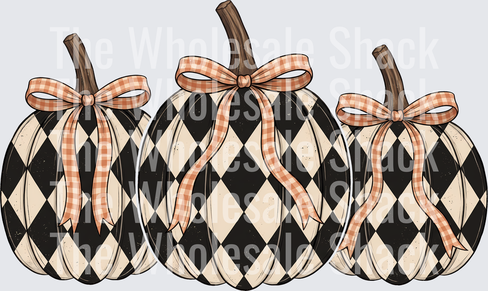 Checkered Pumpkins DTF Transfers