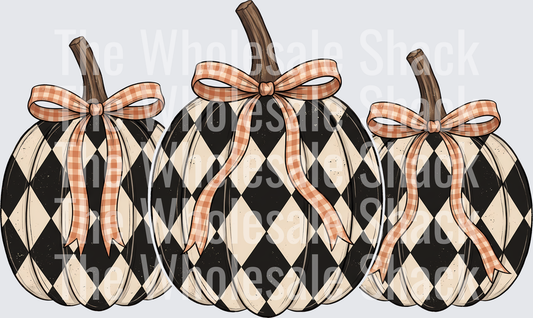 Checkered Pumpkins DTF Transfers