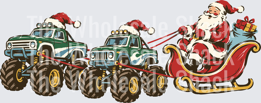 Santa monster truck DTF Transfers