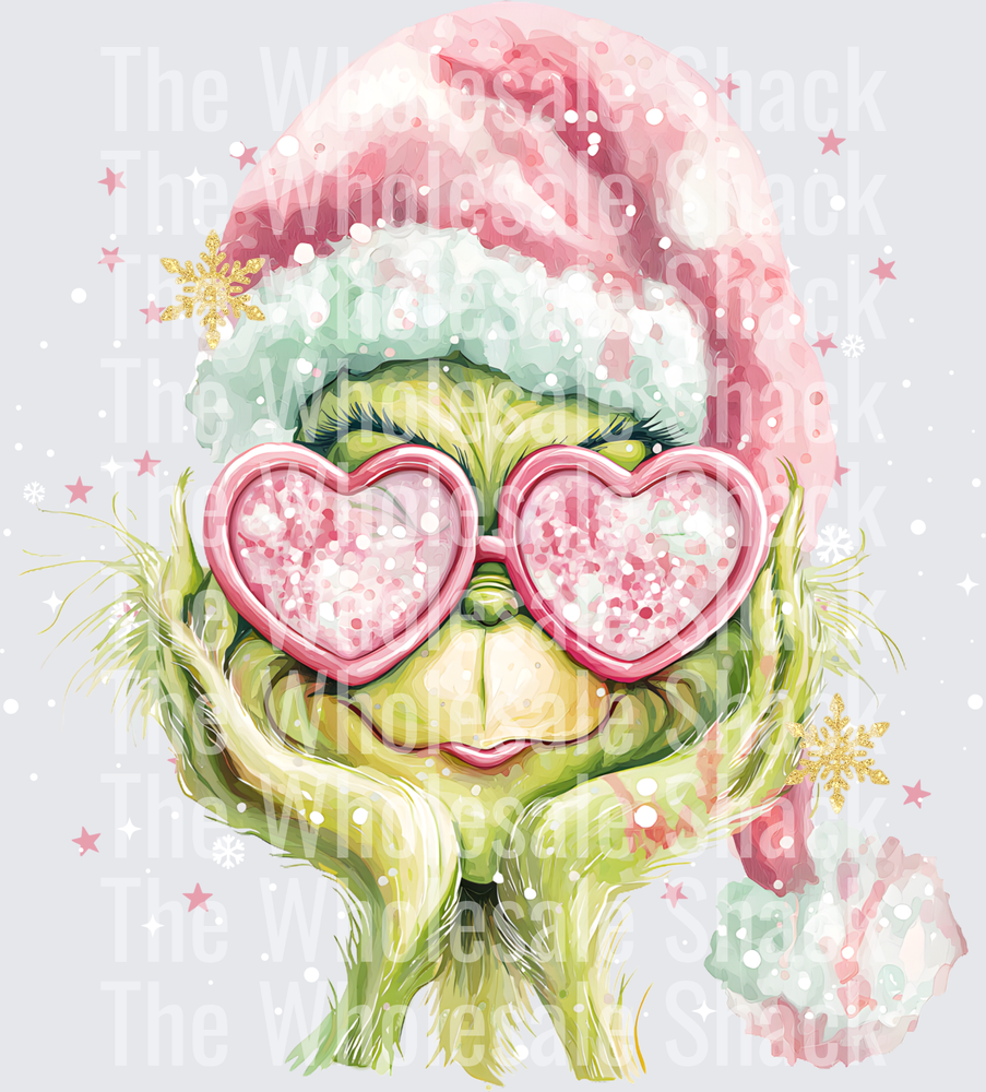 Watercolor Christmas Grinch DTF Transfer