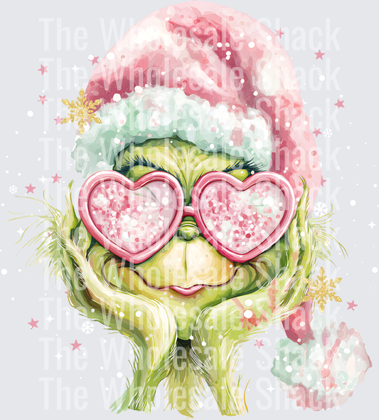 Watercolor Christmas Grinch DTF Transfer
