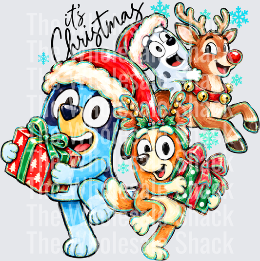 It’s Christmas Bluey blue DTF Transfers