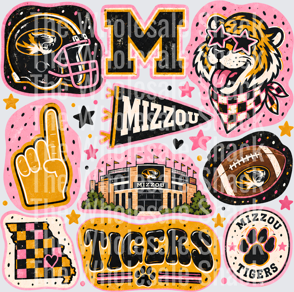 Colorful Mizzou DTF Transfers
