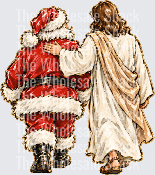Retro Christmas Jesus and Santa Claus DTF Transfers