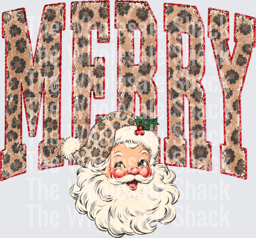 Leopard Merry Santa DTF Transfers