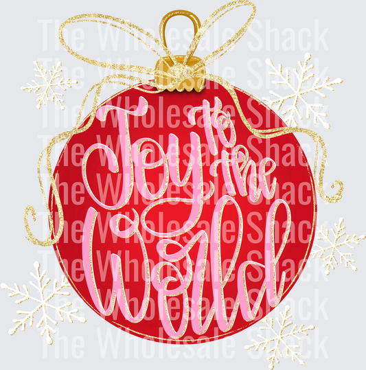 Joy to the world red ornament DTF Transfers