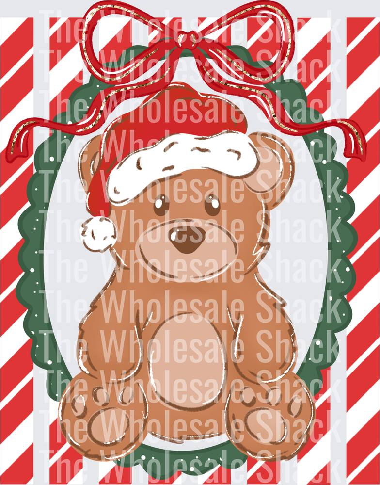 Bear frame red stripes DTF Transfers