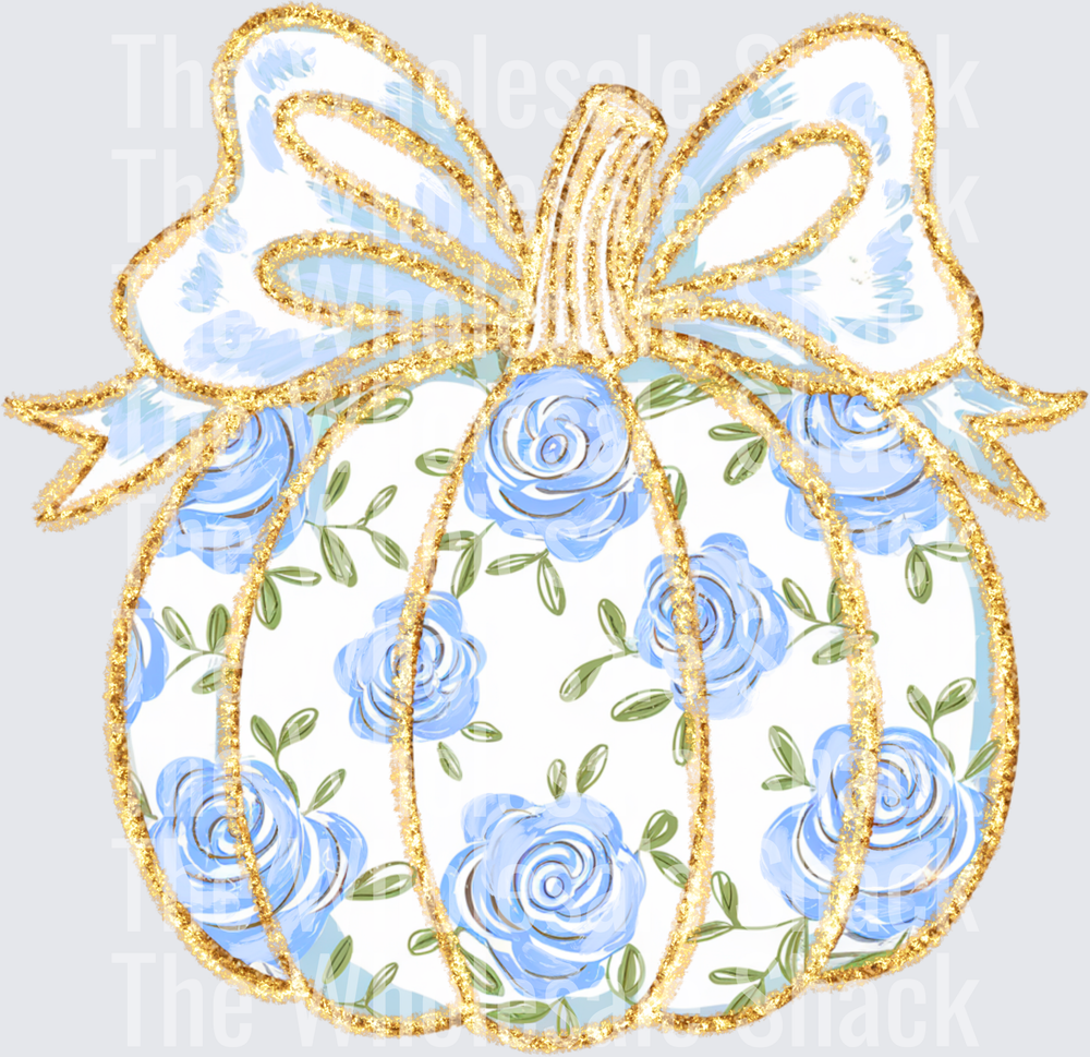 Blue Floral Pumpkin