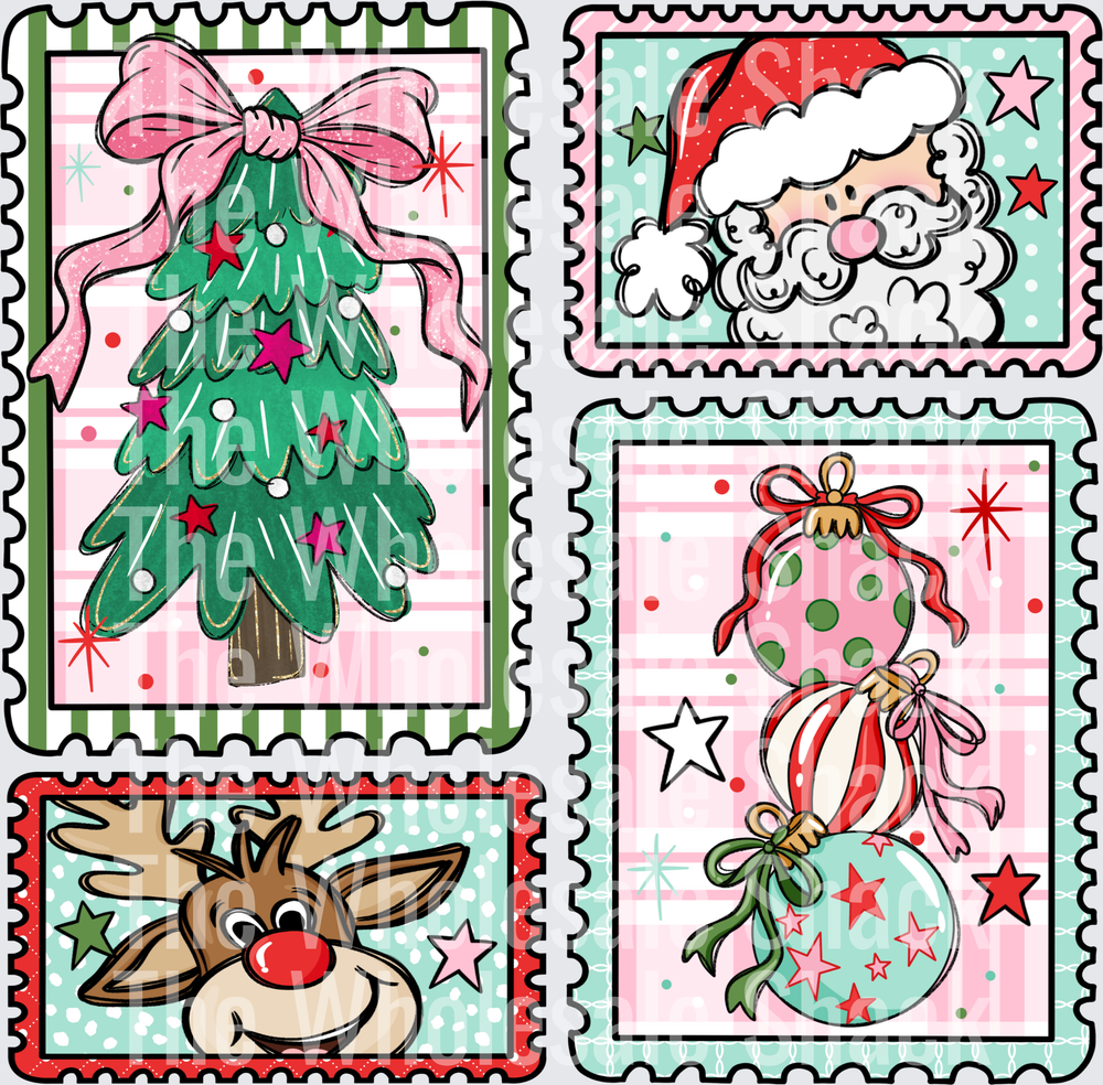 Christmas Stamps DTF Transfers