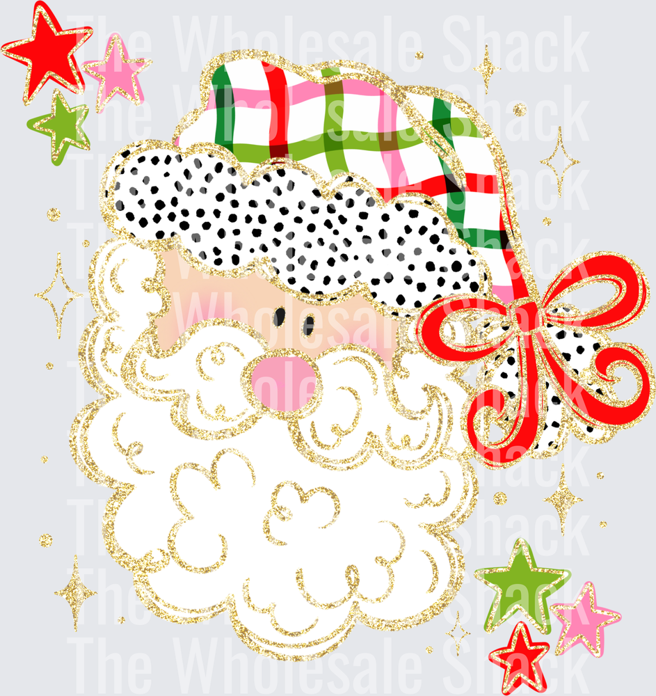 Santa head with stars DTF Transfers